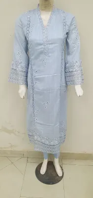 Pakistani Original Sahiba's By Mirza Stitched Cotton 2Pcs _ Powder blue 