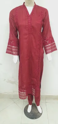 Pakistani Original Sahiba's By Mirza Stitched Cotton 2Pcs _ Maroon