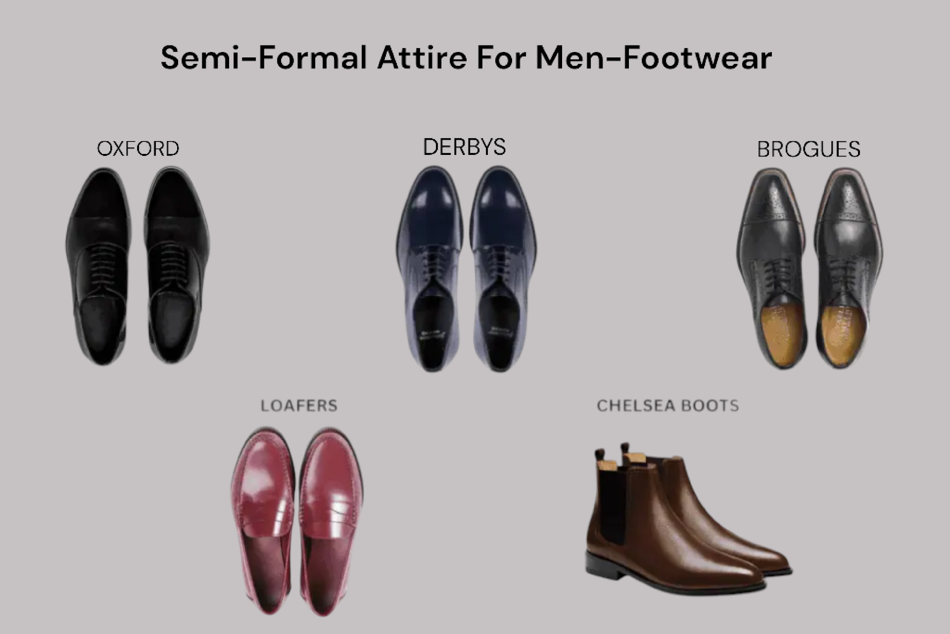 Types Of Semi Formal Shoes For Men