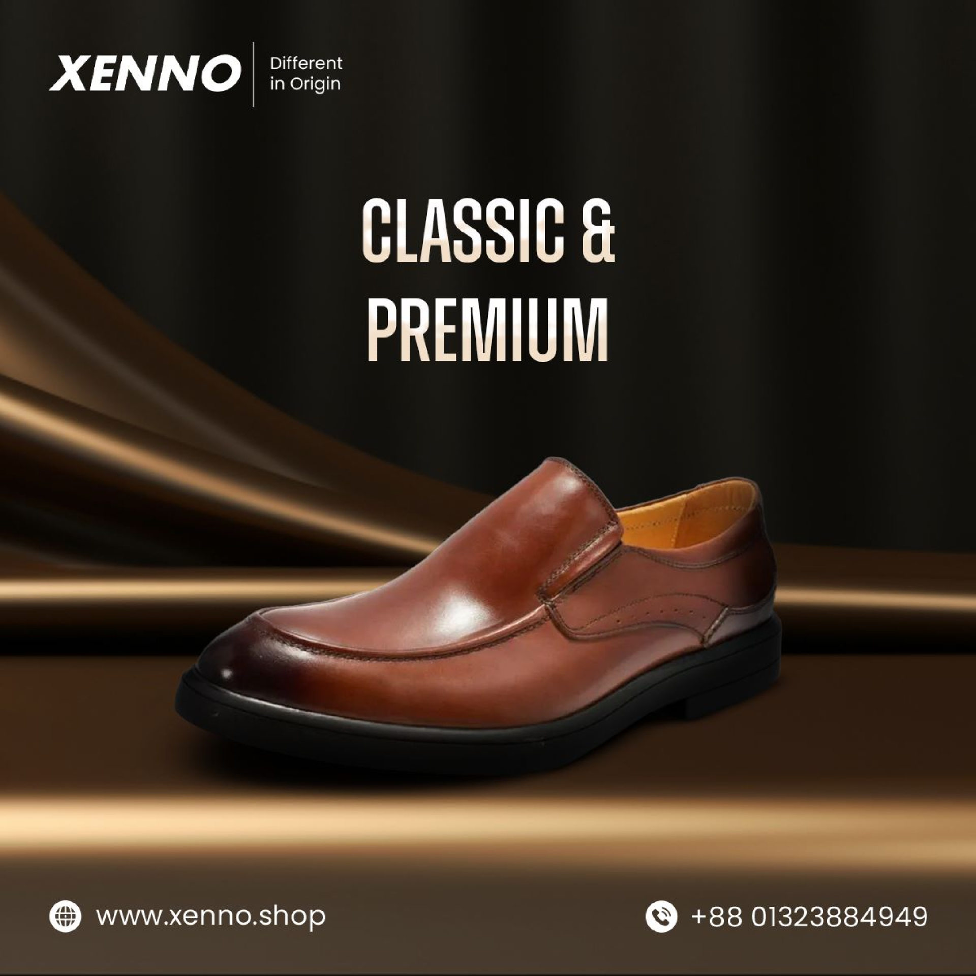 Genuine Leather Slip On Brown Formal Shoe