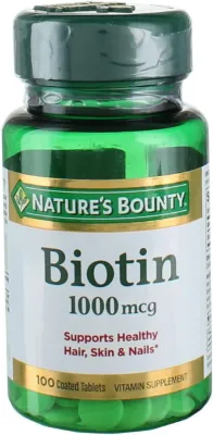 Nature's Bounty Biotin 1000 mcg Tablets 100 Count	