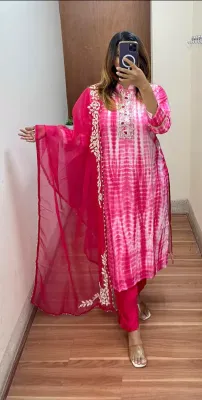 Original Delhi Boutique Stitched 3pcs _ Hot Pink 