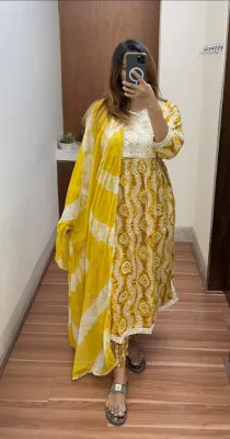 Original Delhi Boutique Stitched 3pcs _ Mustard Yellow 