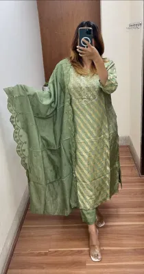 Original Delhi Boutique Stitched 3pcs _ Jade Green 