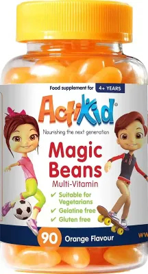 ActiKid Magic Beans Multi-Vitamin 90x Orange Flavour For 4+ Years	