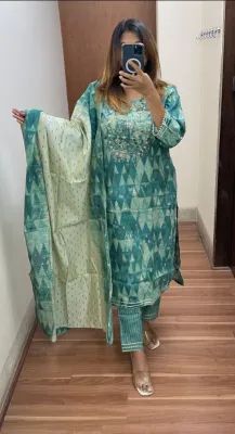 Original Delhi Boutique Stitched 3pcs _ Sea Green 