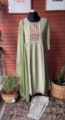 Original Delhi Boutique Nayar Stitched 3pcs _ Jade Green 