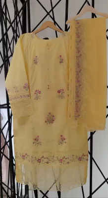 Pakistani Original Sadabahar Luxury Cotton Stitched 3Pcs_Yellow