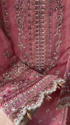 Pakistani Original Sadabahar Formal Stitched 3Pcs _ Coral Pink 