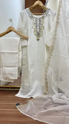 Original Delhi Boutique Stitched 3pcs _ Off White