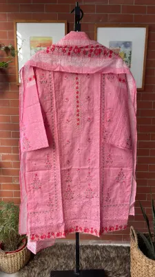 Pakistani Bin Saeed Stitched Lawn 3Pcs _ Pink 