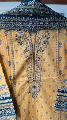 Pakistani Bin Saeed Cotton Stitched 3pcs _ Yellow 
