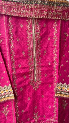 Pakistani Bin Saeed Cotton Stitched 3pcs _ Magenta 