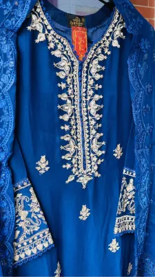 Pakistani Chiffon Stitched 2Pcs _ Blue 