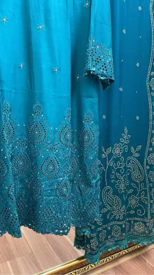 Pakistani Viscose Silk Stitched 3Pcs _ Sea Green 