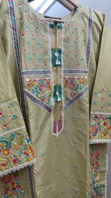 Pakistani Hayat's Stitched Cotton 2pcs_Ligth  Olive Green