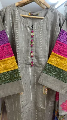 Pakistani Original Cotton Stitched 3Pcs _ Dark Beige 