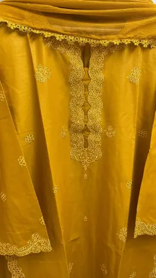 Pakistani Original Hayat's Stitched Cotton 3pcs _ Mustard 