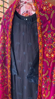 Pakistani Original Schick Stitched Lawn 3pcs _ Navy Blue 