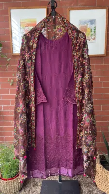 Pakistani Original Schick Stitched Lawn 3pcs _ Purple