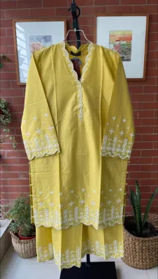 Pakistani Hayat's Stitched Cotton 2pcs _ Lemon Yellow 
