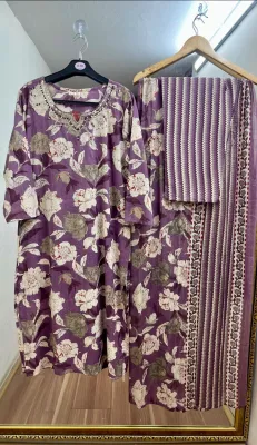 Original Indian Jaipuri Stitched 3pcs _ Purple 