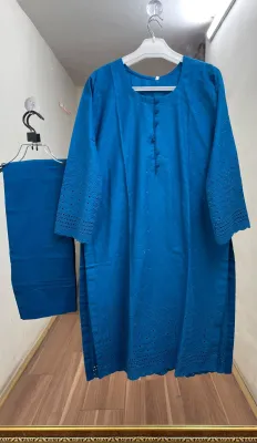 Pakistani Cotton Chikankari Coords Set by M.I.Creation _ Blue  