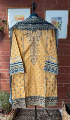 Pakistani Bin Saeed Cotton Stitched 3pcs _ Yellow 