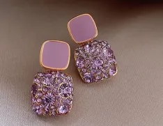 Purple Crystals Earrings (1 Pair) 