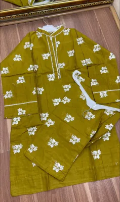 Pakistani Boutique Stitched Cotton 2pcs _ Olive 