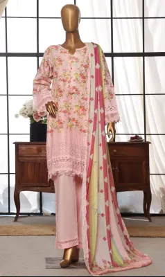 Pakistani Original Sadabahar Stitched 3Pcs _ Peachy Pink 