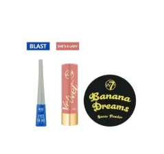 W7 Velvet Luxe Lipstick - She's A Lady and AOA Eyes On Me COOL BLAST and W7 Banana Dreams Loose Powder Combo