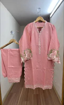 Pakistani Hayat's Stitched Cotton 2pcs_Peachy  Pink