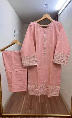 Pakistani Hayat's Stitched Cotton 2pcs_Peachy Pink 