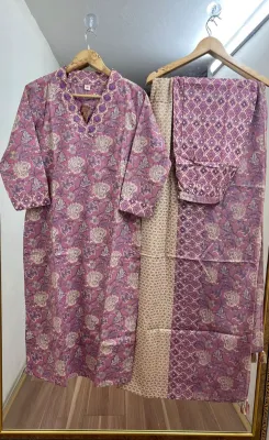 Original Indian Jaipuri Stitched 3pcs _ Ligth Lavender 