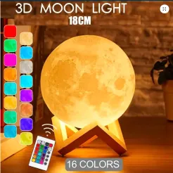 Rechargeable 3D Moon Lamp With Remote -18 CM