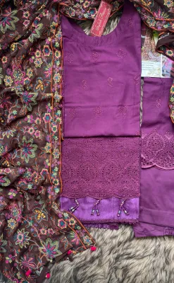 Pakistani Original Schick Stitched Lawn 3pcs _ Purple