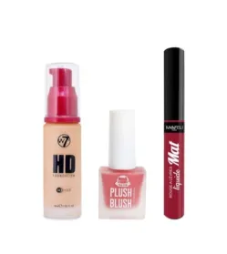 W7 HD Foundation - Honey & AOA Liquid Blush - Cumulus & Anafeli Matte Lipstick - 23 Combo