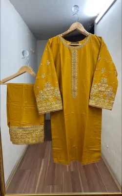 Pakistani Hayat's Stitched Cotton 2pcs_Mustard