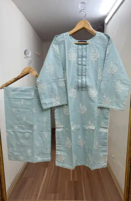 Pakistani Hayat's Stitched Cotton 2pcs_Ligth Aqua 