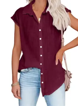  WOMEN'S NEW V-NECK EMBROIDERED BUTTON SHIRT