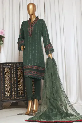 Original Bin Saeed Stitched 3 Piece Emb Chiffon Dress