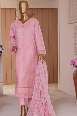 Original Bin Saeed Stitched 3 Piece Dhagga Kari Embroidered Suit_Pink