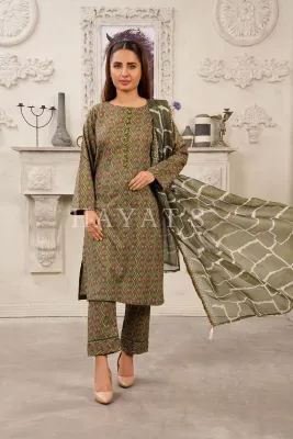 Pakistani Hayat's Stitched Cotton 3pcs _ Green 