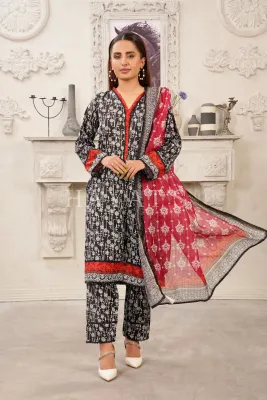 Pakistani Hayat's Stitched Cotton 3pcs _ Black 