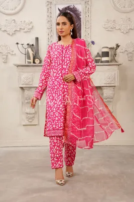 Pakistani Hayat's Stitched Cotton 3pcs _ Magenta 