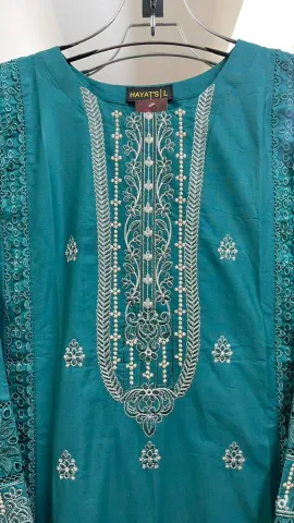 Pakistani Original Hayat Stitched Cotton 3Pcs _ Sea Green 
