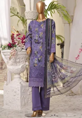 Pakistani Original Sadabahar Luxury Lawn Laceworok-Cutwork Stitched 3Pcs _ Purple 