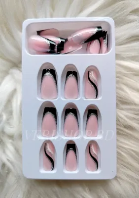 Black-Pink french nails