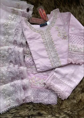 Pakistani Original Sadabahar Formal Stitched 3Pcs _ Pink  